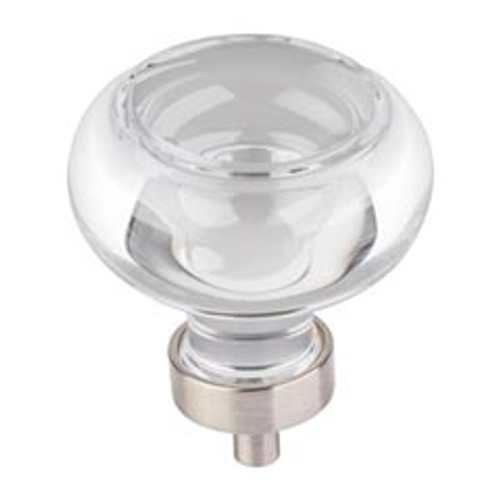 Hardware Resources G120L-SN 1-3/4" Diameter Glass Button Cabinet Knob - Screws Included - Satin Nickel