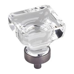Hardware Resources 1-3/8" Overall Length Glass Square Cabinet Knob - Screws Included - Brushed Pewter - G140L-BNBDL