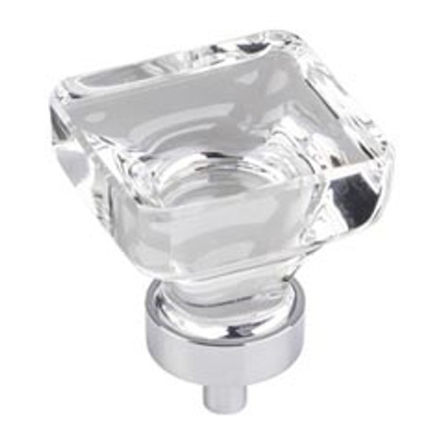 Hardware Resources G140L-PC 1-3/8" Overall Length Glass Square Cabinet Knob - Screws Included - Polished Chrome