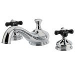 Kingston Brass Two Handle Roman Tub Filler Faucet With Black Porcelain Cross Handle - Polished Chrome - KS3331PKX