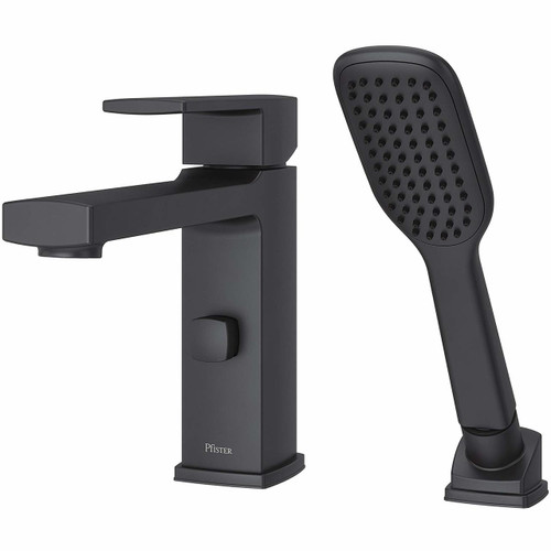 Pfister Deckard Single Handle Roman Tub Faucet Trim with Handshower - Matte Black - RT6-2DAB
