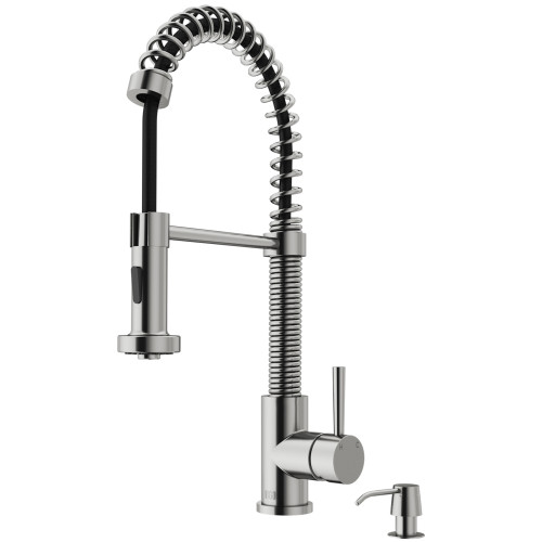 Vigo VG02001STK2 Edison Pull-Down Spray Kitchen Faucet With Soap Dispenser In Stainless Steel