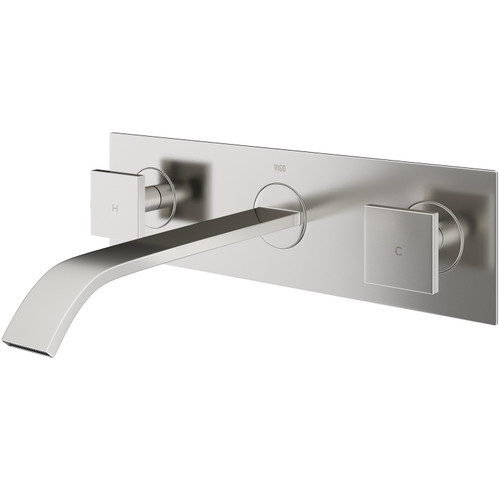 Vigo Titus Two Handle Wall Mount Bathroom Faucet In Brushed Nickel