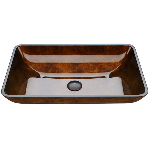 Vigo 22 1/2" Rectangular Russet Glass Vessel Bathroom Sink