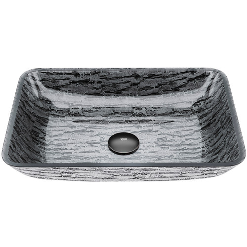 Vigo Rectangular Titanium Glass Vessel Bathroom Sink - 18 1/8 inch