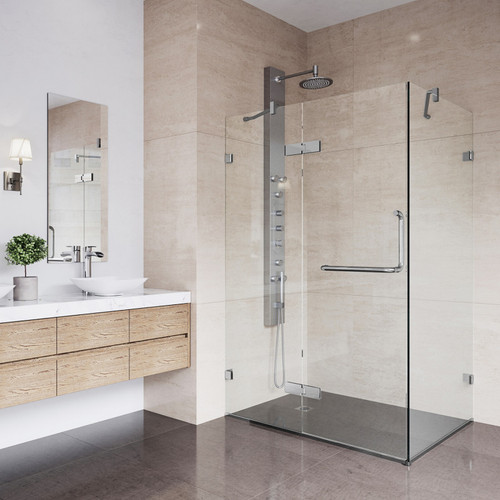 Vigo 30 in. L x 38 in. W x 73 in. H Monteray Frameless Shower Enclosure with Chrome Hardware