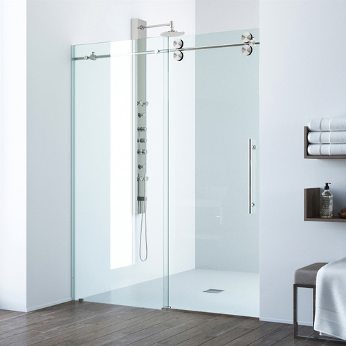 Vigo 48-52 in. W x 74 in. H Elan Adjustable Frameless Sliding Shower Door with stainless steel Hardware
