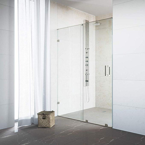 Vigo 62-64 in. W x 73 in. H Ryland Adjustable Frameless Sliding Shower Door with stainless steel Hardware