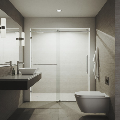 Vigo Ferrara 60x74 Adjustable Frameless Sliding Shower Door In Chrome