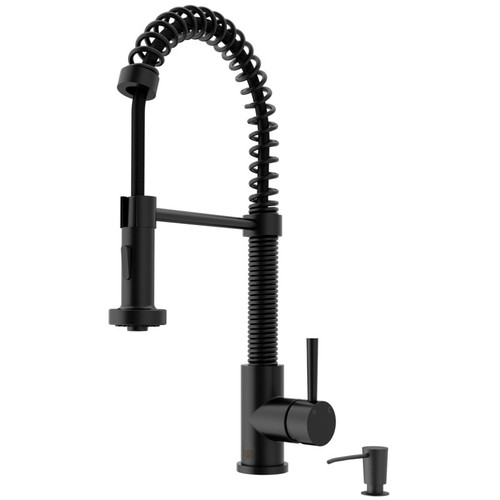 Vigo VG02001MBK2 Edison Pull-Down Spray Kitchen Faucet With Soap Dispenser In Matte Black