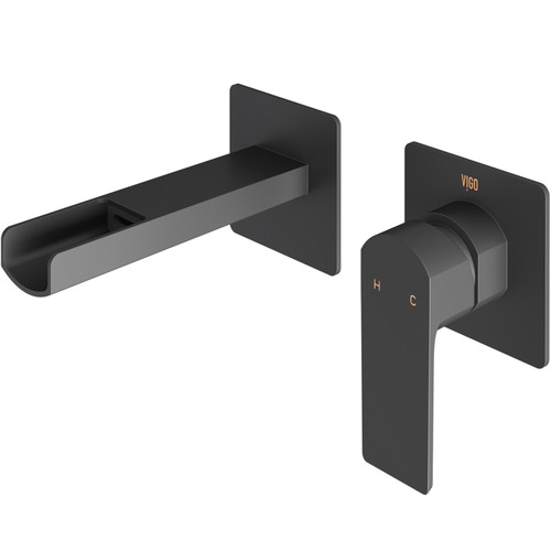 Vigo VG05005MB Atticus Single Handle Wall Mount Bathroom Faucet In Matte Black