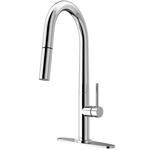 Vigo VG02029CHK1 Greenwich Pull-Down Spray Kitchen Faucet With Deck Plate In Chrome