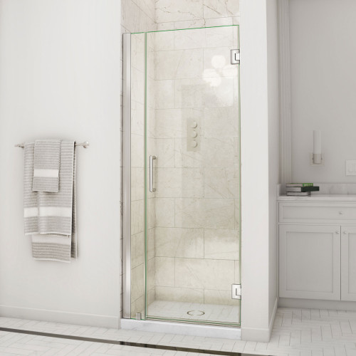 DreamLine Unidoor 29-30 in. W x 72 in. H Frameless Hinged Shower Door in Brushed Nickel