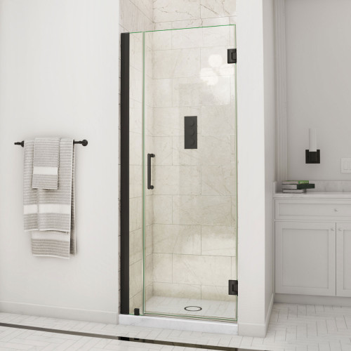 DreamLine Unidoor 31-32 in. W x 72 in. H Frameless Hinged Shower Door in Satin Black