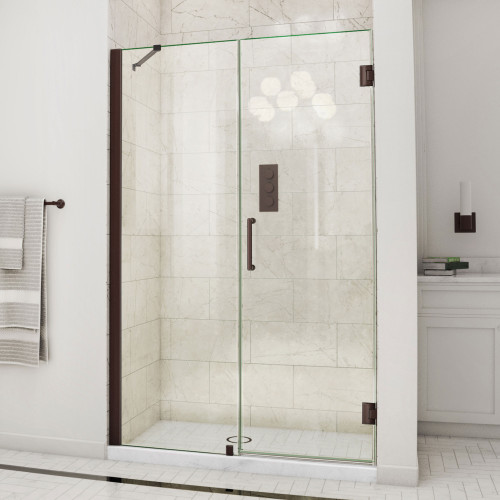 DreamLine Unidoor 53-54 in. W x 72 in. H Frameless Hinged Shower Door with Support Arm in Oil Rubbed Bronze