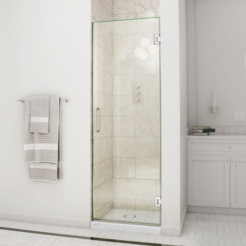DreamLine Unidoor 23 in. W x 72 in. H Frameless Hinged Shower Door in Brushed Nickel