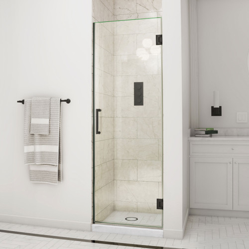 DreamLine Unidoor 28 in. W x 72 in. H Frameless Hinged Shower Door in Satin Black