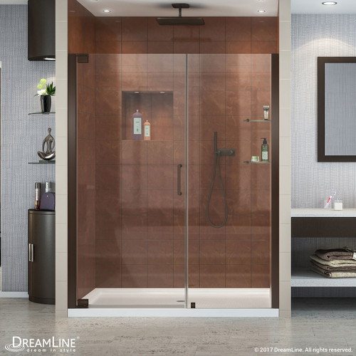 DreamLine Elegance 52 3/4 - 54 3/4 in. W x 72 in. H Frameless Pivot Shower Door in Oil Rubbed Bronze