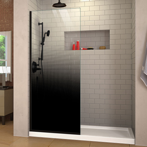 DreamLine Linea Ombre 34 in. W x 72 in. H Single Panel Frameless Shower Screen in Satin Black DreamLine Linea Ombre 34 in. W x 72 in. H Single Panel Frameless Shower Screen in Satin Black