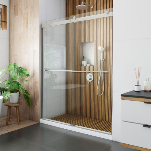 DreamLine Sapphire 56-60 in. W x 76 in. H Semi-Frameless Bypass Shower Door in Brushed Nickel