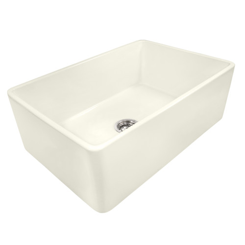 Ruvati 33 x 20 inch Fireclay Reversible Farmhouse Apron-Front Kitchen Sink Single Bowl - Biscuit - RVL2300BS