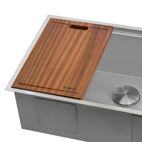 Ruvati 17 x 11 inch LedgeFit Solid Wood Replacement Cutting Board for Workstation Sinks - RVA1217
