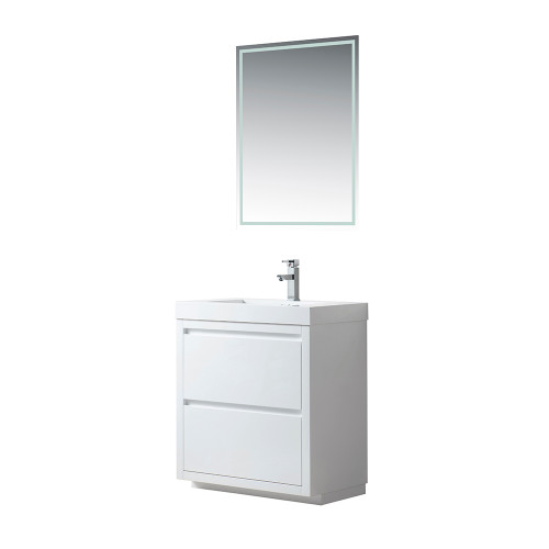 Vanity Art 30 Inch Single Sink Bathroom Vanity With Resin Top