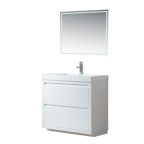 Vanity Art 36 Inch Single Sink Bathroom Vanity With Resin Top