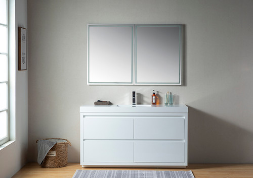 Vanity Art 60 Inch Single Sink Bathroom Vanity With Resin Top