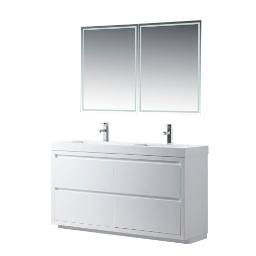 Vanity Art 60 Inch Double Sink Bathroom Vanity With Resin Top