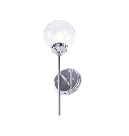 Vanity Art 10101CH Globe Glass Single Light Vanity Wall Sconce Lighting - Chrome