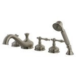 Kingston Brass Three Handle Roman Tub Filler Faucet with Hand Shower - Brushed Nickel KS33385NL