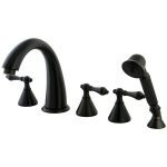 Kingston Brass Three Handle Roman Tub Filler Faucet with Hand Shower - Oil Rubbed Bronze - KS23655AL