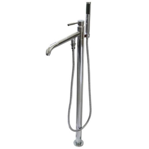 Kingston Brass Concord Single Handle Floor Mount Roman Tub Filler Faucet with Hand Shower - Polished Chrome