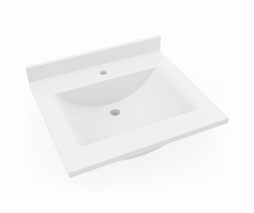 Swanstone Contour 22 x 25 Single Bowl Vanity Sink & Counter Top in White - CV02225.010