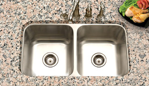 Hamat ENTERPRISE Undermount 31 1/16" x 17 7/8" Double Bowl Kitchen Sink - Stainless Steel