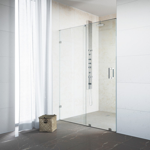 Vigo 58-60 in. W x 73 in. H Ryland Adjustable Frameless Sliding Shower Door with Chrome Hardware
