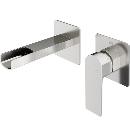 Vigo Atticus Single Handle Wall Mount Bathroom Faucet In Brushed Nickel
