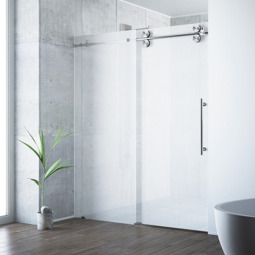 Vigo 56-60 in. W x 74 in. H Elan Adjustable Frameless Sliding Shower Door with Stainless Steel  Hardware