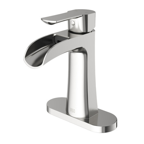 Vigo VG01041BNK1 Paloma Single Hole Bathroom Faucet With Deck Plate In Brushed Nickel
