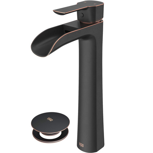 Vigo Niko Single Handle Vessel Bathroom Faucet With Pop-Up In Antique Rubbed Bronze