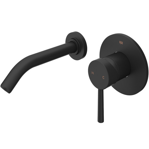 Vigo Olus Wall Mount Bathroom Faucet In Matte Black, Single Handle