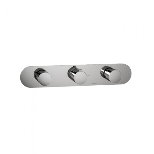 Flusso 3/4" Horizontal Thermostatic Valve with 2 Volume Controls and Trim - Shared Port Operation - Polished Chrome - 100.2715CP