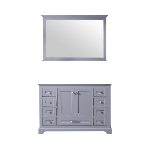 Lexora Dukes 48 Inch Dark Grey Single Vanity Cabinet, no Top and 46 Inch Mirror