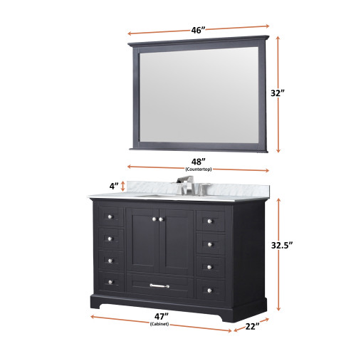 Lexora Dukes 48 Inch Espresso Vanity Cabinet Cabinet Only