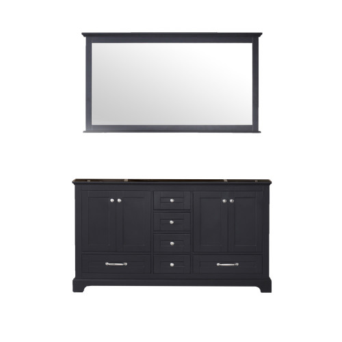 Lexora Dukes 60 Inch Espresso Double Vanity Cabinet, no Top and 58 Inch Mirror