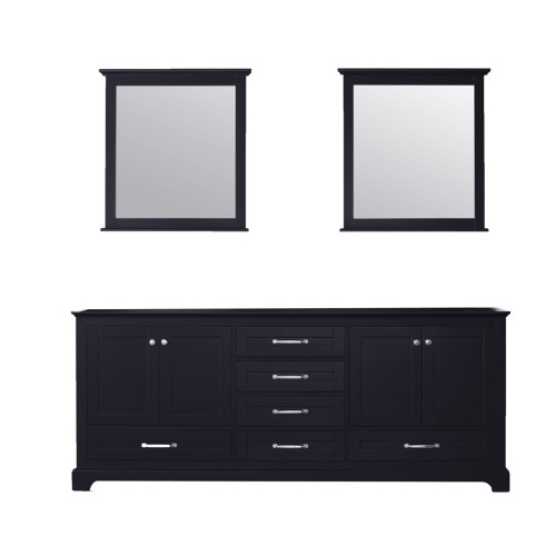 Lexora Dukes 80 Inch Espresso Double Vanity Cabinet, no Top and 30 Inch Mirrors