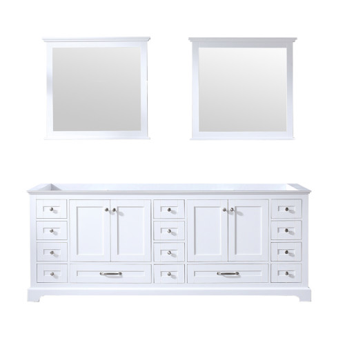 Lexora Dukes 84 Inch White Double Vanity, no Top and 34 Inch Mirrors