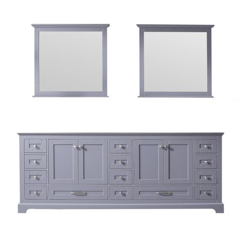 Lexora Dukes 84 Inch Dark Grey Double Vanity Cabinet, no Top and 34 Inch Mirrors