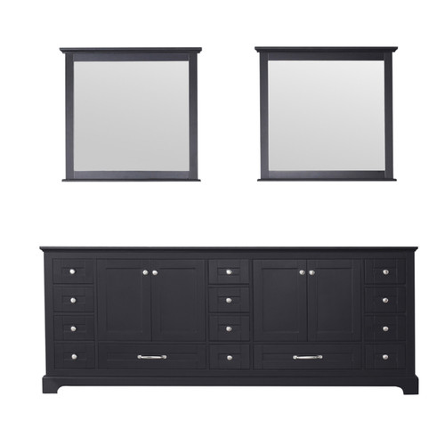 Lexora Dukes 84 Inch Espresso Double Vanity Cabinet, no Top and 34 Inch Mirrors